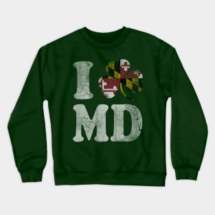 Maryland Shamrock Flag MD Irish St Patricks Day Crewneck Sweatshirt